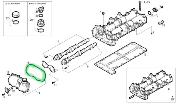 504386827 USZCZELKA DEKLA GÓRNEGO ROZRZĄDU IVECO DAILY 3.0